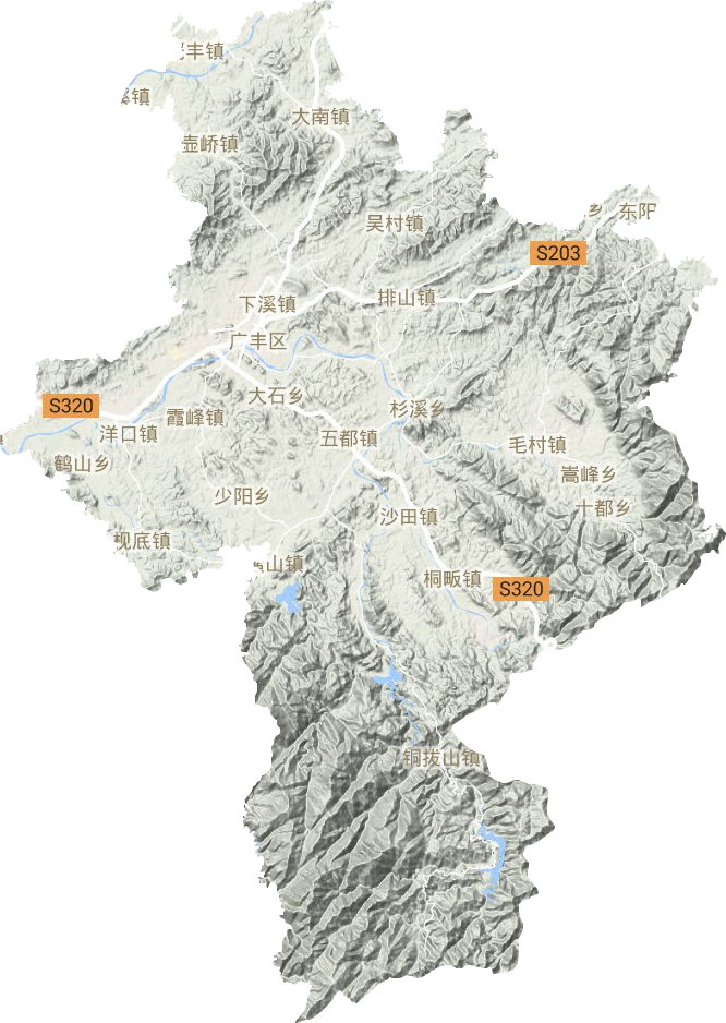 广丰区地形地图