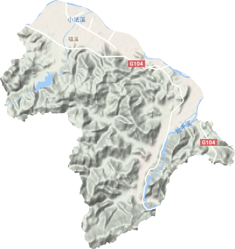 福溪街道地形地图