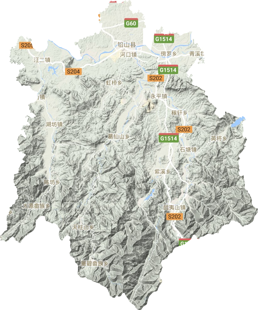 铅山县地形地图