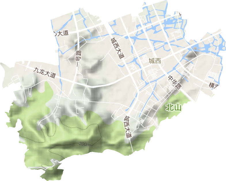 城西街道地形地图