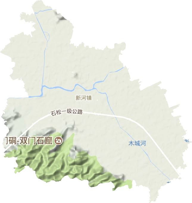 新河镇地形地图