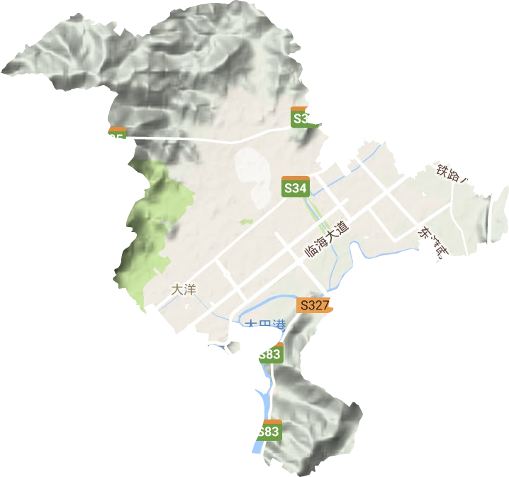 大洋街道地形地图