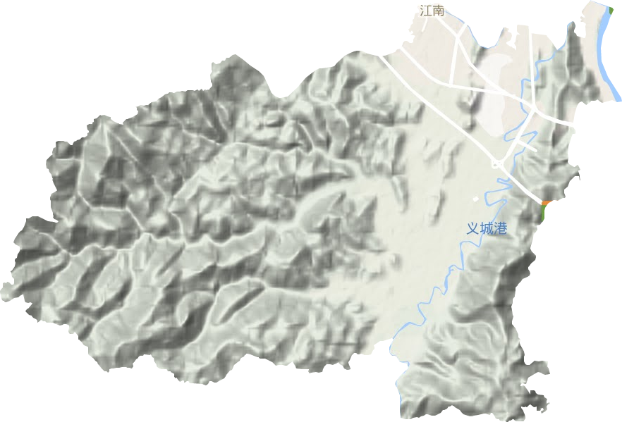 江南街道地形地图