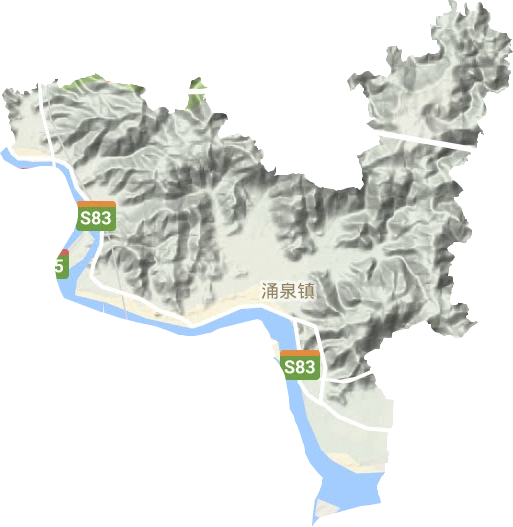 涌泉镇地形地图