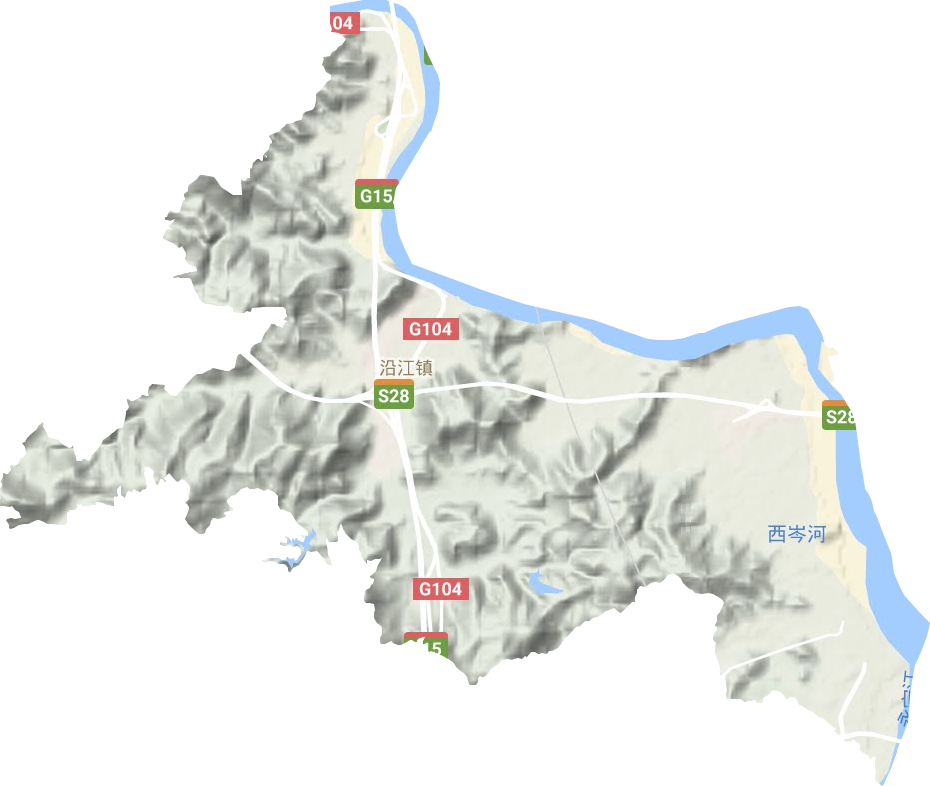 沿江镇地形地图