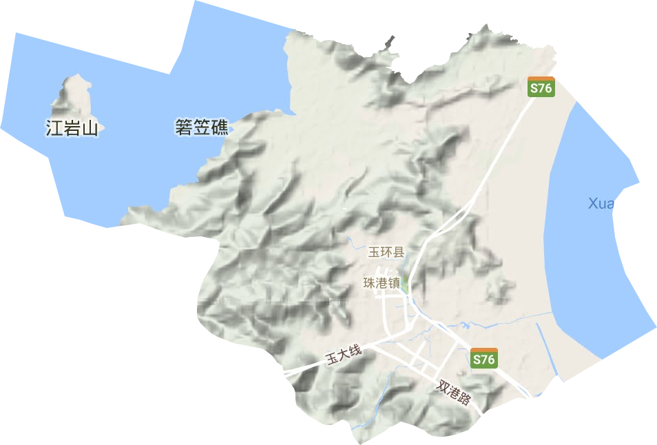 玉城街道地形地图