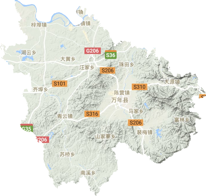 万年县地形地图