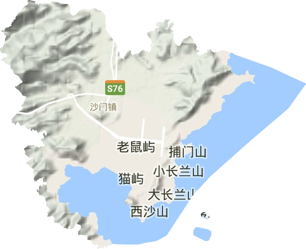 沙门镇地形地图