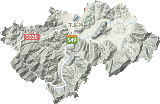 东渡镇地形地图