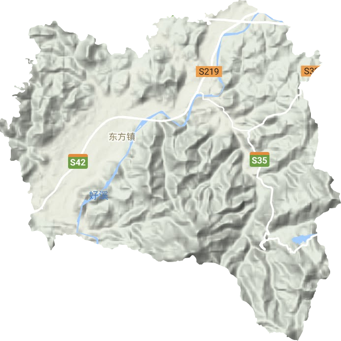 东方镇地形地图