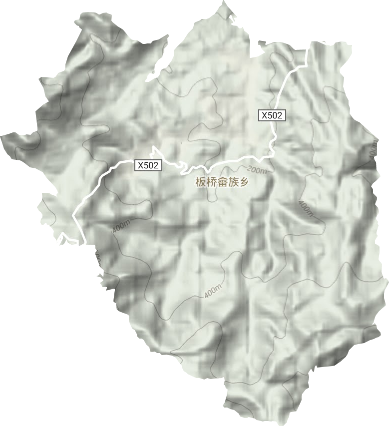 板桥畲族乡地形地图