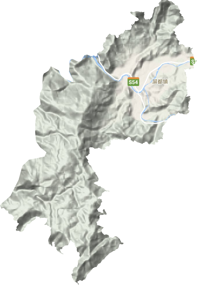 屏都街道地形地图