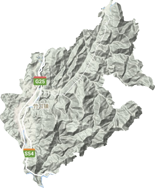 竹口镇地形地图