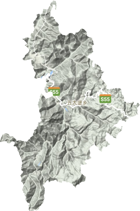 五大堡乡地形地图