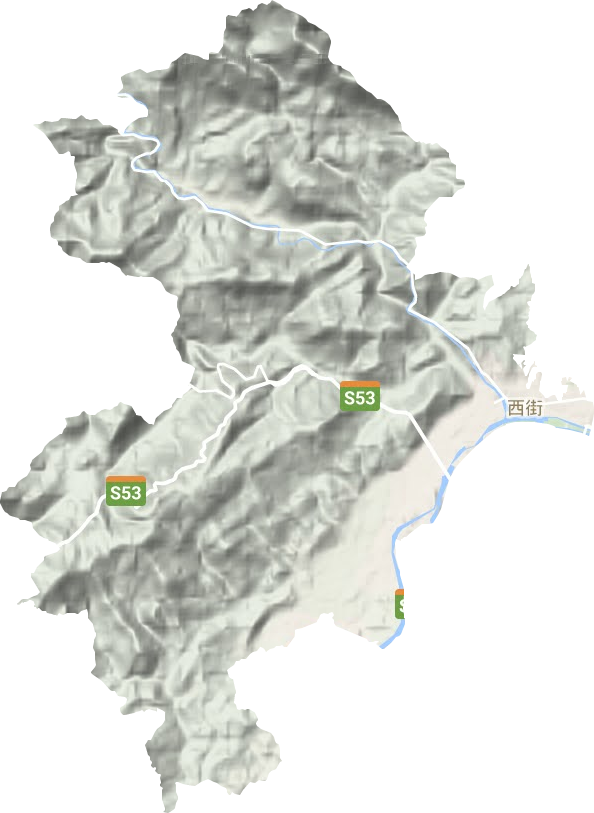 西街街道地形地图