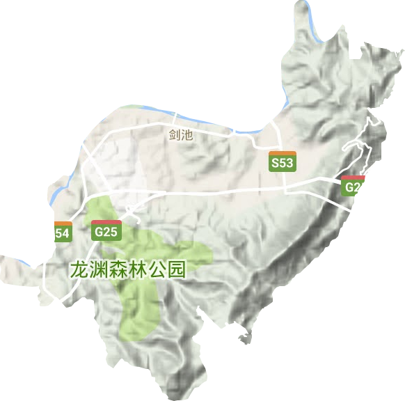剑池街道地形地图