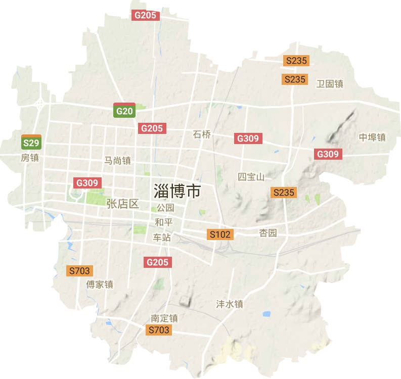 张店区地形地图