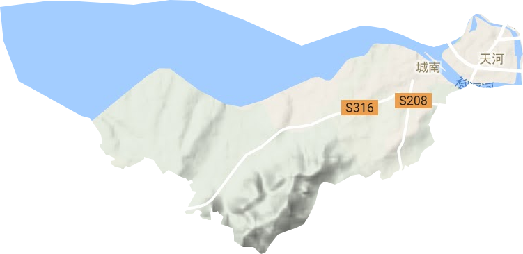 天河街道地形地图