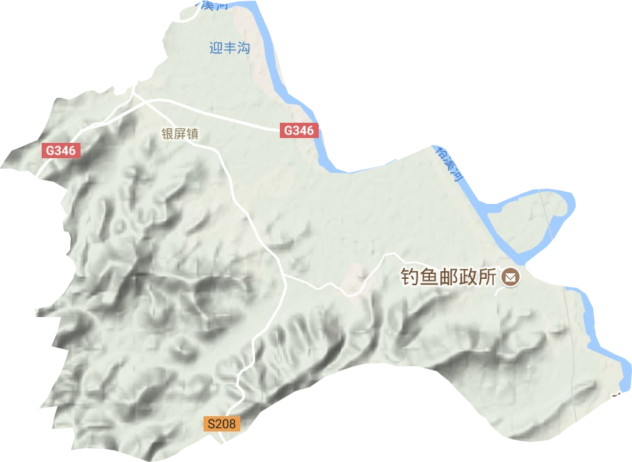银屏镇地形地图