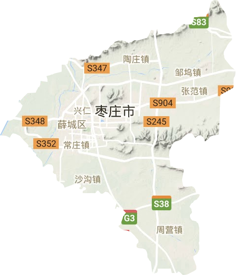 薛城区地形地图