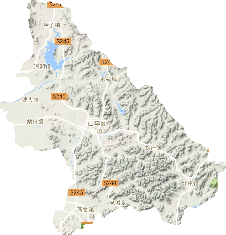 山亭区地形地图