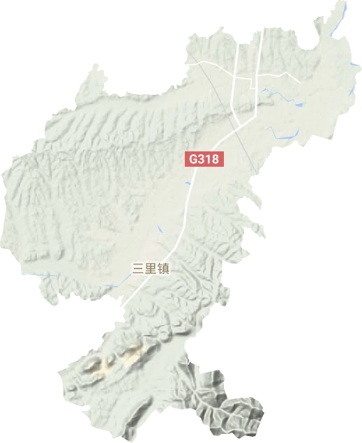 三里镇地形地图