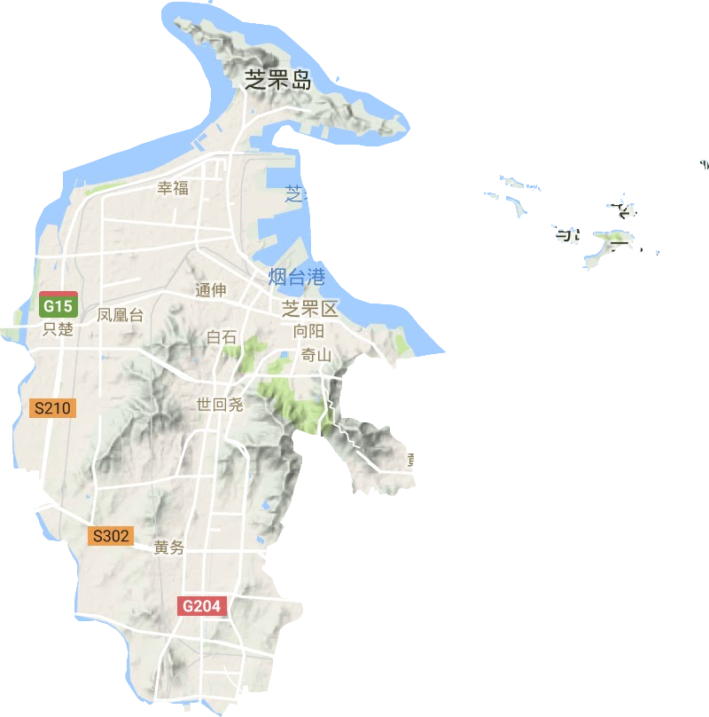 芝罘区地形地图