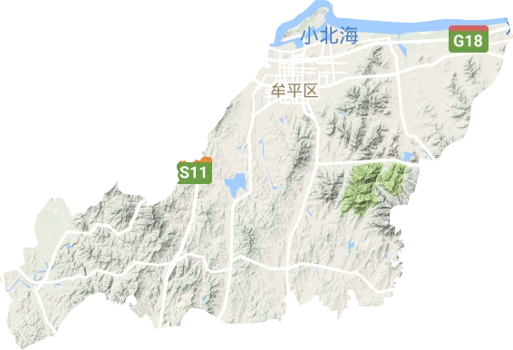 牟平区地形地图