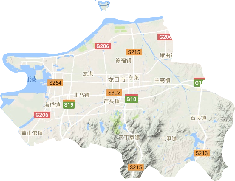 龙口市地形地图