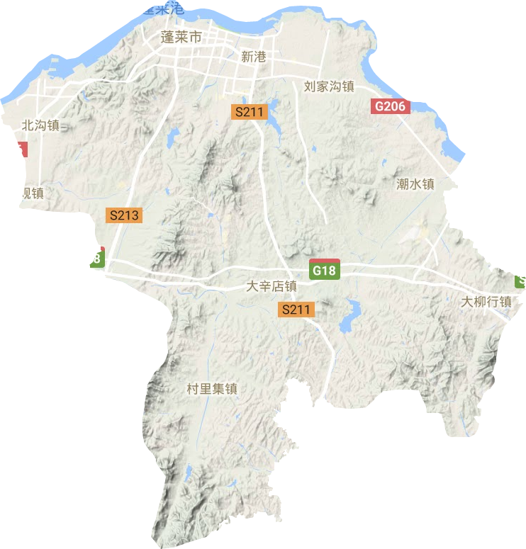 蓬莱区地形地图
