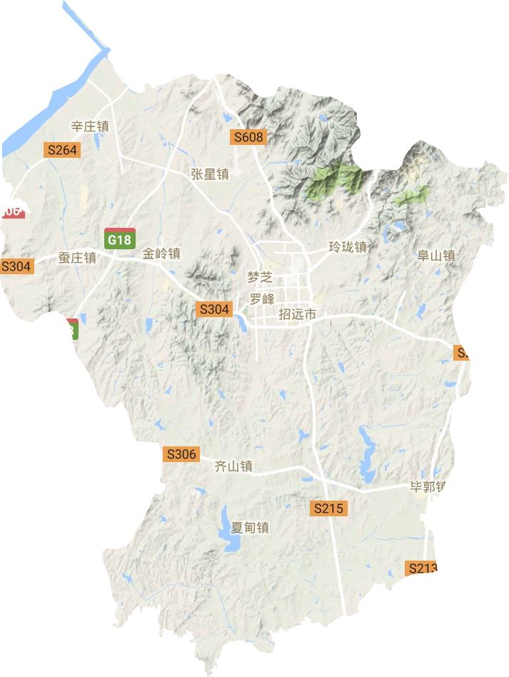 招远市地形地图