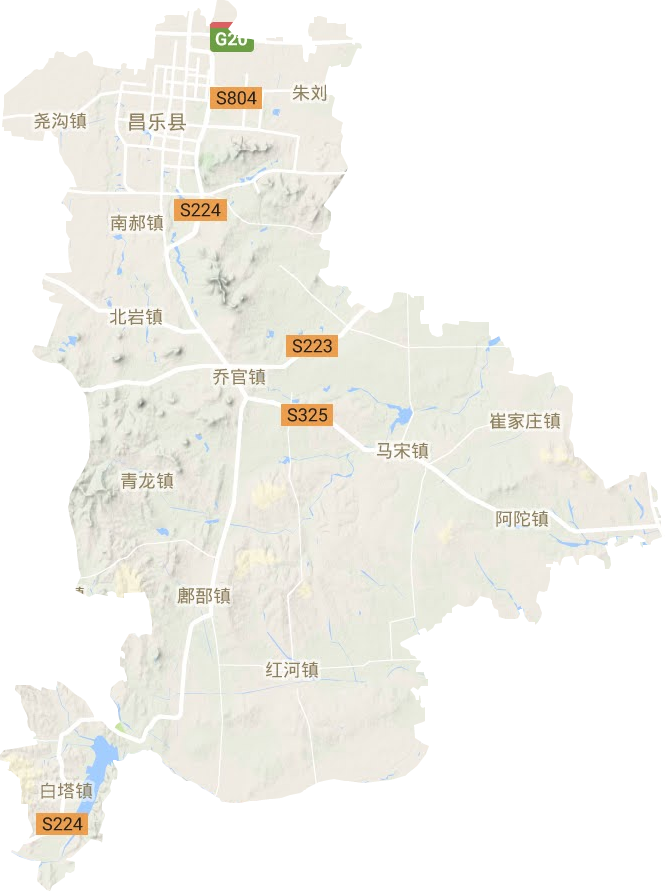 昌乐县地形地图