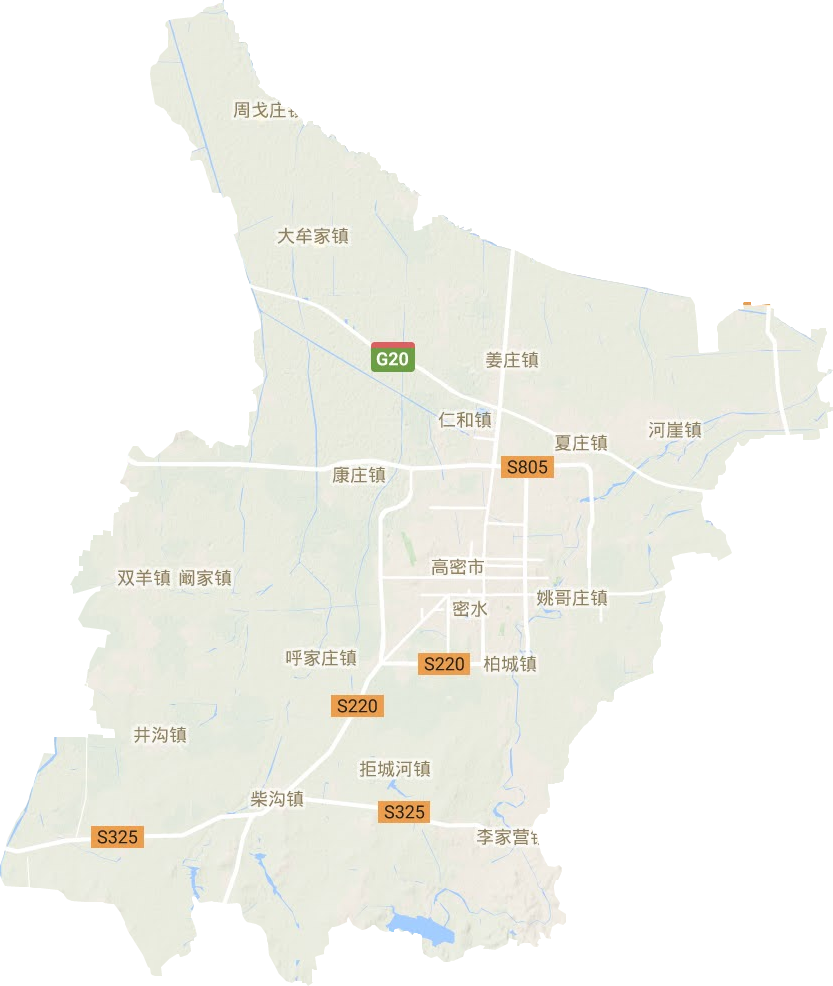 高密市地形地图