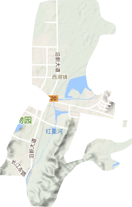 西湖镇地形地图