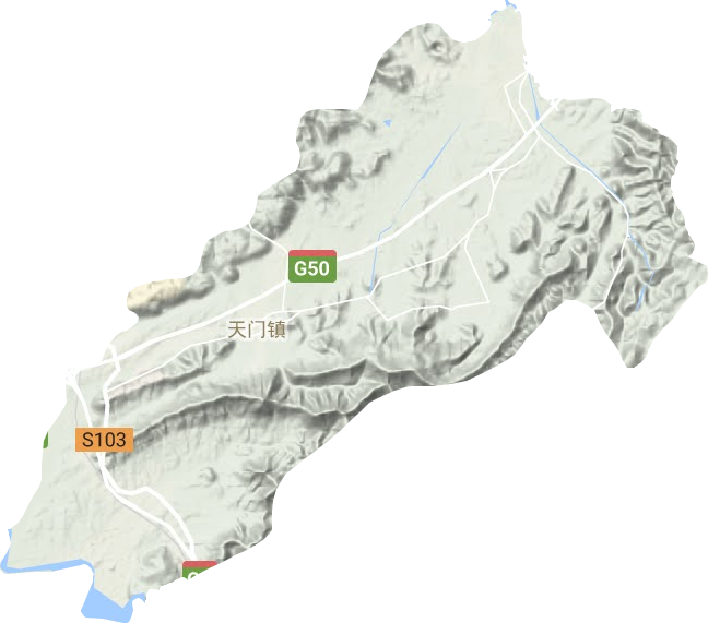 天门镇地形地图
