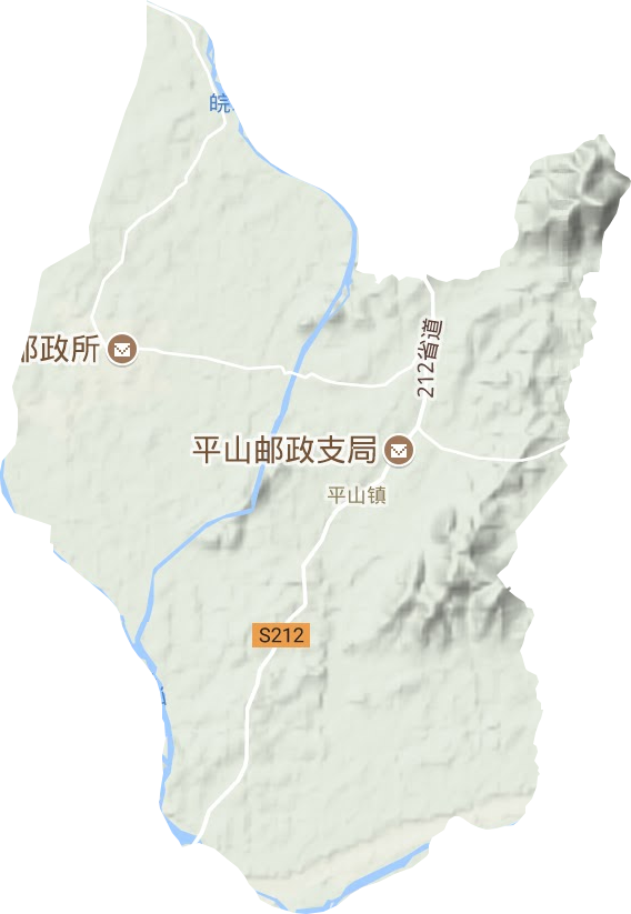 平山镇地形地图