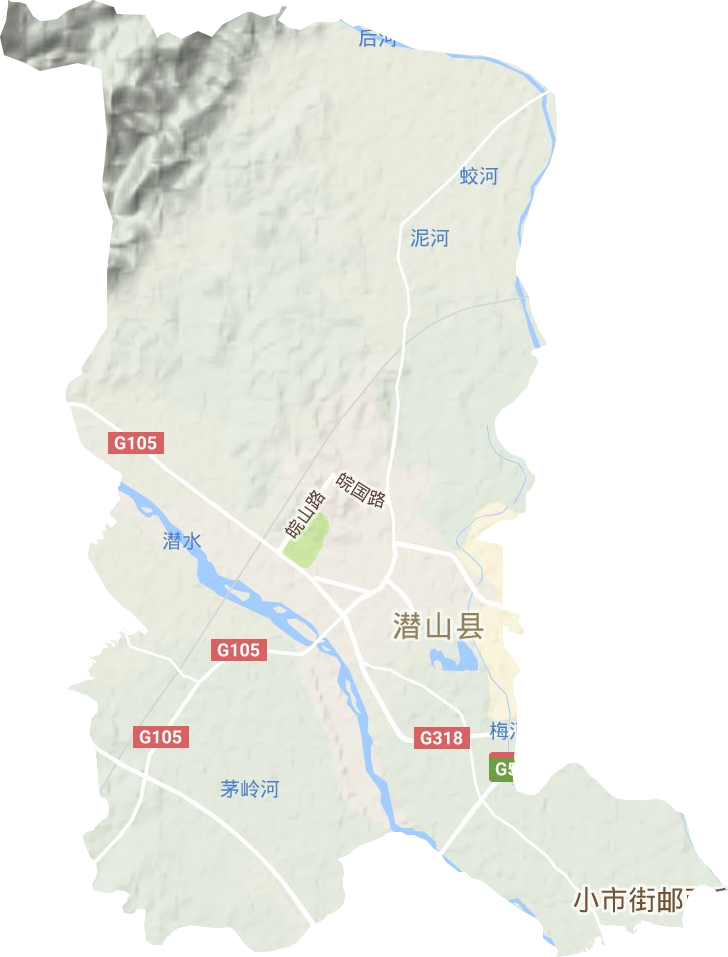 梅城镇地形地图