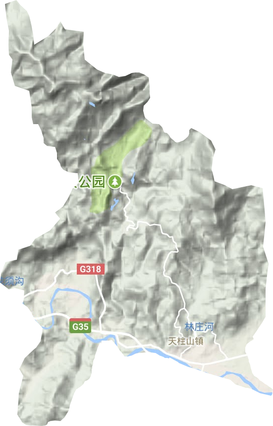 天柱山镇地形地图
