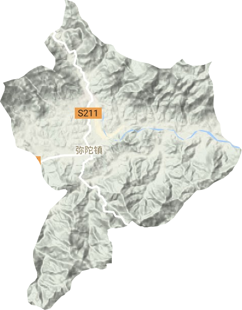 弥陀镇地形地图