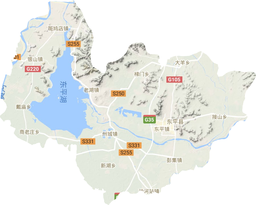 东平县地形地图