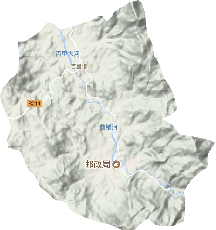 百里镇地形地图