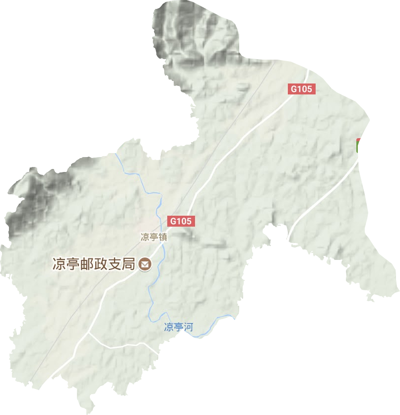 凉亭镇地形地图