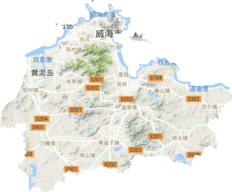 环翠区地形地图