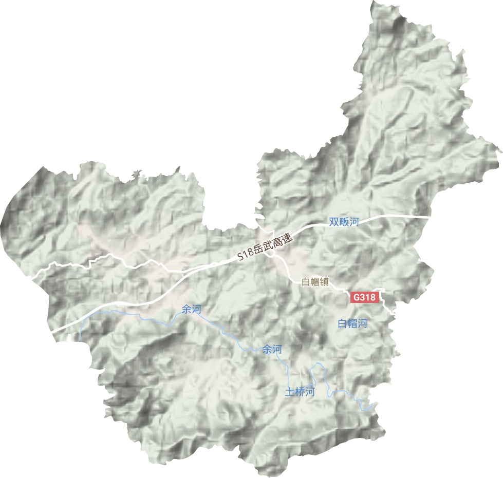 白帽镇地形地图
