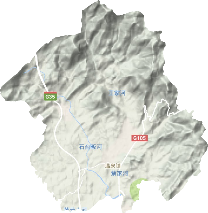 温泉镇地形地图