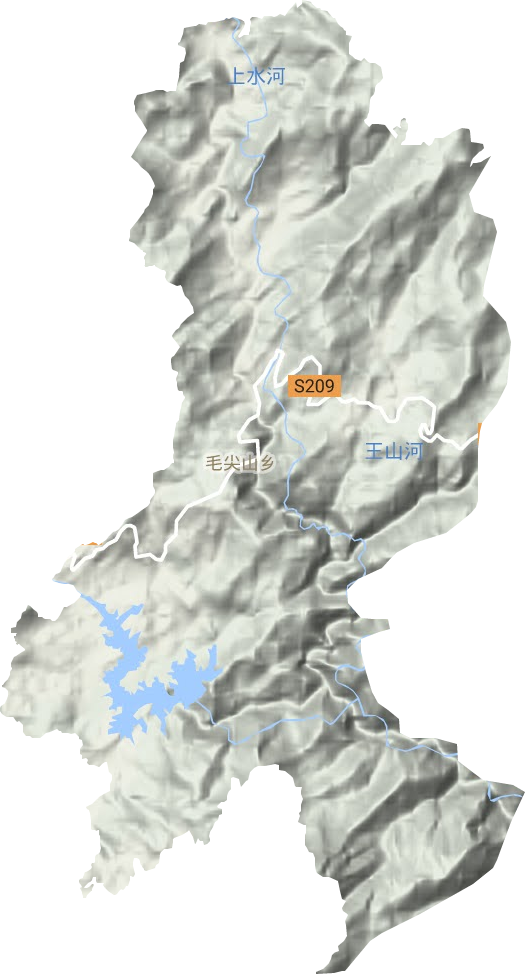 毛尖山乡地形地图