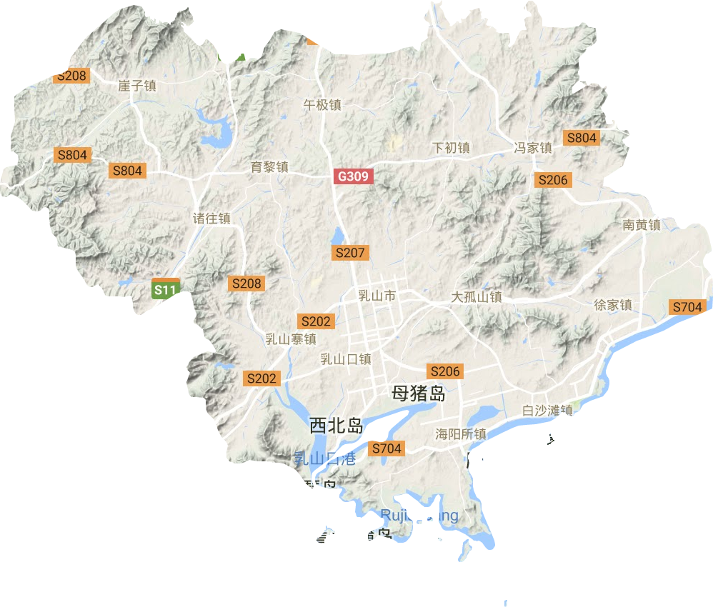 乳山市地形地图