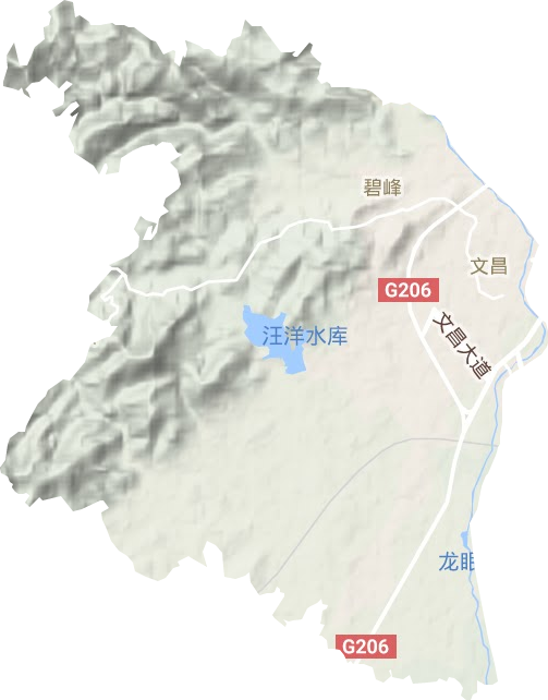 文昌街道地形地图