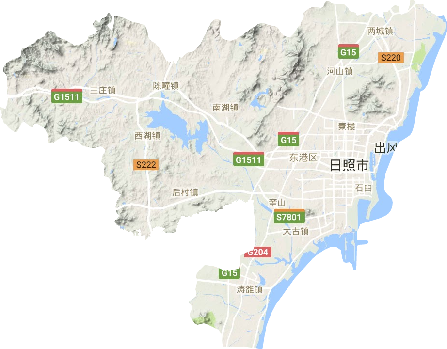东港区地形地图