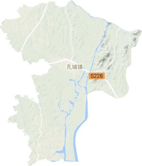 孔城镇地形地图